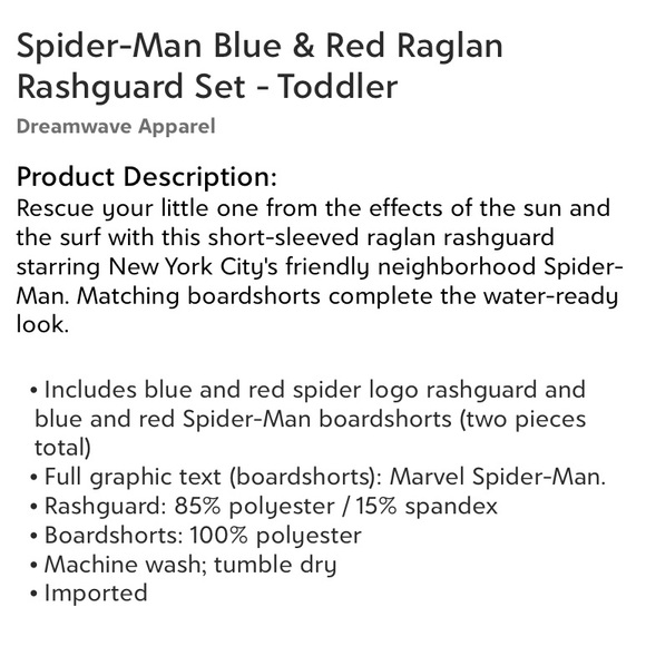 Marvel Spider-Man Blue & Red Raglan Rashguard Set - Picture 9 of 9